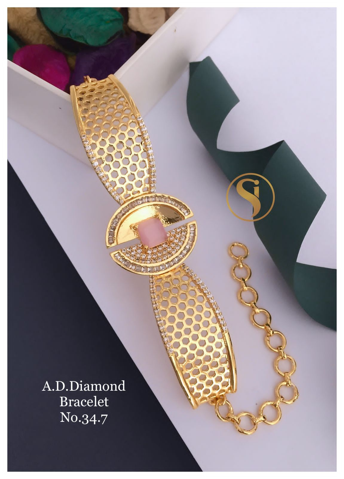 Rose Gold Silver AD Diamond Fancy Bracelets2 Wholesale Online
